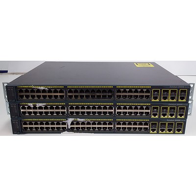 Cisco Catalyst (WS-C2960G-48TC-L) 2960G Series 48-Port Gigabit Managed Switch - Lot of Three