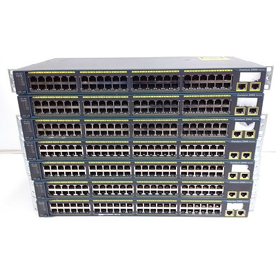Cisco (WS-C2960-48TT-L V08) Catalyst 2960 Series Managed Fast Ethernet Switch - Lot of Seven
