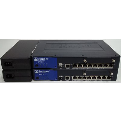 Juniper Networks (SRX210HE2-POE) SRX210 Services Gateway Gigabit Ethernet PoE Security Appliance - Lot of Two