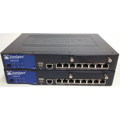 Juniper Networks (SRX210HE2) SRX210 Services Gateway Gigabit Ethernet PoE Security Appliance - Lot of Two