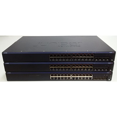 Juniper Networks (EX2200-24P-4G) EX2200 24 Port Managed Gigabit Ethernet PoE Switch - Lot of Three