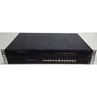 Juniper Networks (EX2200-24P-4G) EX2200 24 Port Managed Gigabit Ethernet PoE Switch - Lot of Two