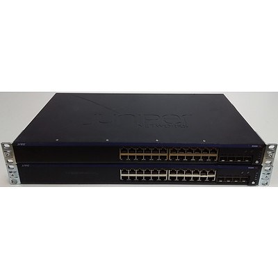 Juniper Networks (EX2200-24P-4G) EX2200 24 Port Managed Gigabit Ethernet PoE Switch - Lot of Two