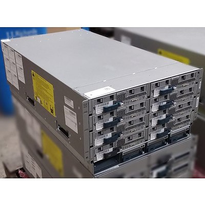 Cisco (UCSB-5108-AC2) UCS 5108 Server Chassis and 8 Xeon Servers