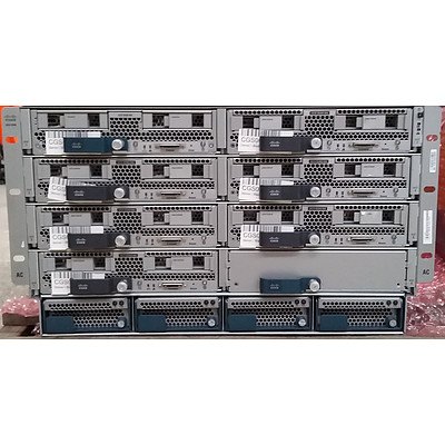 Cisco (UCSB-5108-AC2) UCS 5108 Server Chassis and 7 Xeon Servers