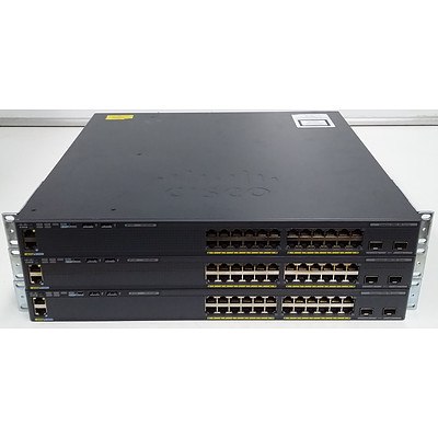 Cisco (WS-C2960XR-24TD-I V02) Catalyst 3560 48 Port Managed Gigabit Ethernet Switch - Lot of Three