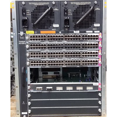 Cisco (WS-C4510R-E V01) Catalyst 4500-E Switch with Five Modules and Transceivers