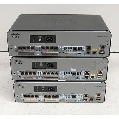 Cisco Assorted 1900 Series Integrated Services Routers - Lot of Three