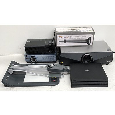 Assorted Projectors, PS4 Pro Console & Document Camera