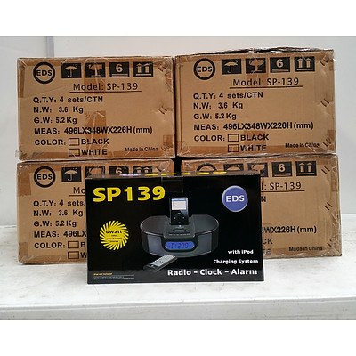 EDS SP139 Radio/Clock/Alarm Ipod Dock - Lot of 16 - RRP over $500 - Brand New