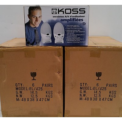 Koss EL425 Amplified Computer AV Speakers - Lot of 12 - RRP $1200 - Brand New