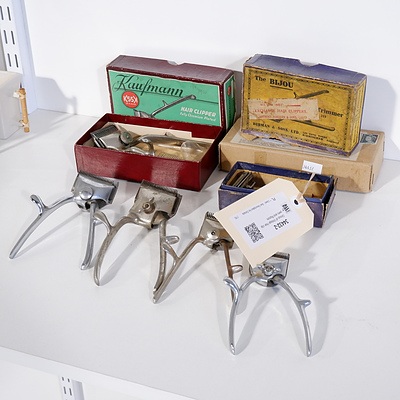 Group of Vintage Hair Clippers and Razors