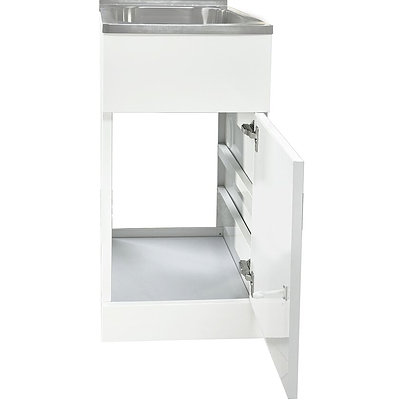 Posh Domaine Stainless Steel Laundry Trough and Metal Cabinet