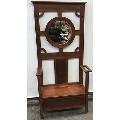 Antique Maple Hall stand with Central Bevelled Glass Mirror