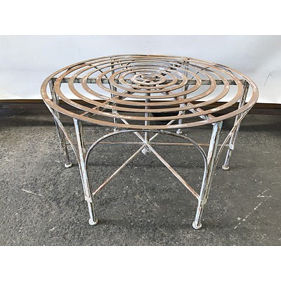 Antique Style Wrought Iron Circular Coffee Table