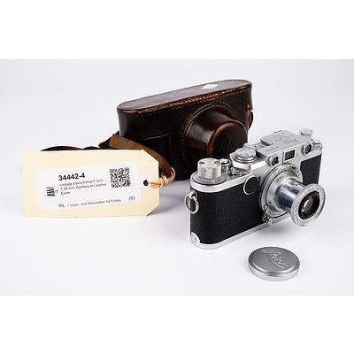 Vintage Leica Elmar f 5cm 1:35 mm Camera in Leather Case