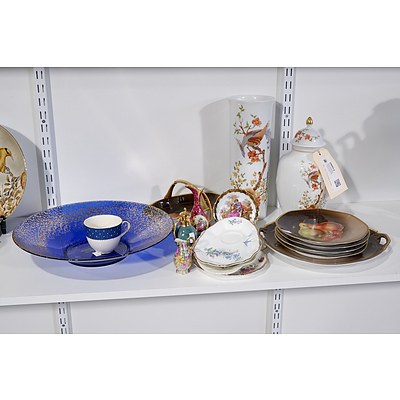 Italian Si-AN Cobalt Blue Charger with Hand Painted 24 ct Gold Decoration and Assorted European Porcelain including Limoges