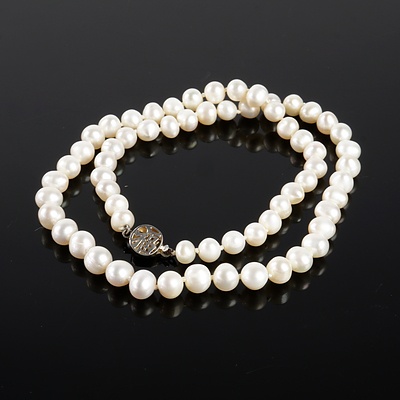 White Freshwater Pearl Necklace with Sterling Silver Clasp