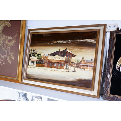Framed Original Oil on Board 'Coffee house Gulgong' by Bede Kelly