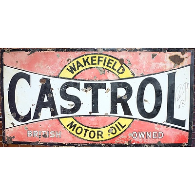 Vintage Castrol Wakefield Motor Oil Sign - Hand Signed by Russell Ingall