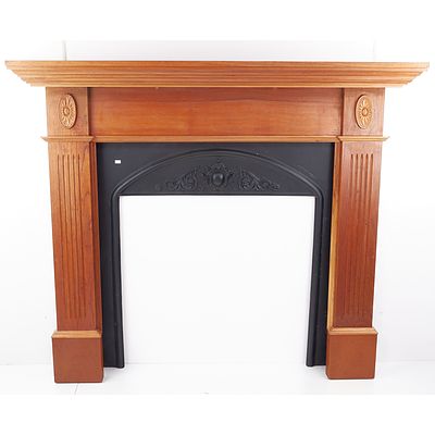 Antique Style Wooden Fire Surround with Cast Iron Insert