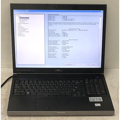 Dell Precision M6400 Intel Core 2 Duo (T9600) 2.80GHz CPU 17-Inch Laptop