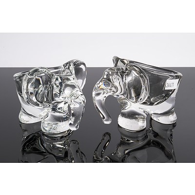 Pair of Art Vannes Crystal Elephant Dishes