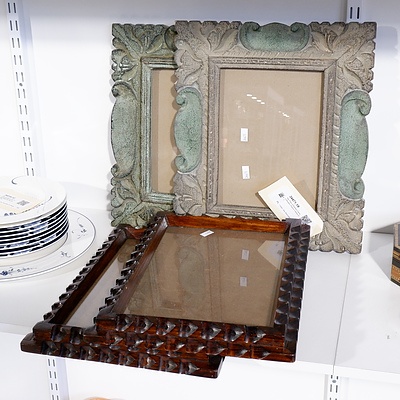 Two Pairs of Eastern Carved Wooden Picture Frames (4)