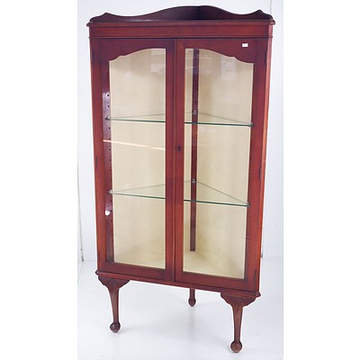 Vintage Corner Display Cabinet with Glass Doors and Shelves