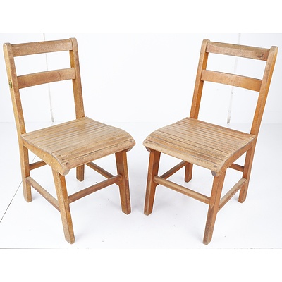 Pair of Vintage Timber School Chairs