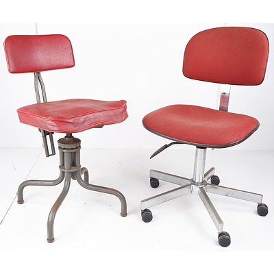 Two Metal Framed Retro Office Chairs