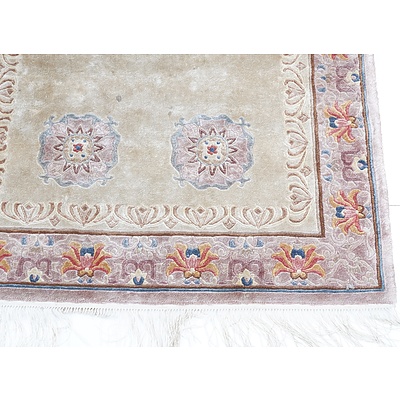 Vintage Chinese Hand Knotted Sculpted Silk Pile Rug