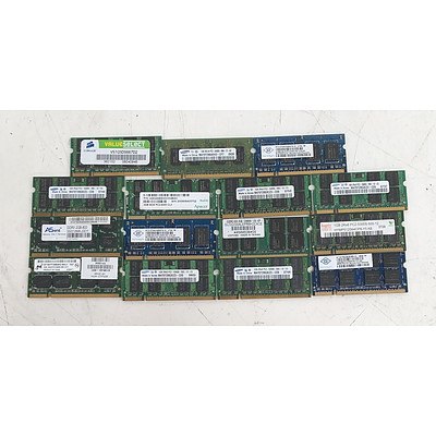Lot of Assorted DDR2 Laptop RAM Memory Modules