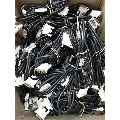Bulk Lot of Assorted Power & Video Cables - Lot of Approximately 140