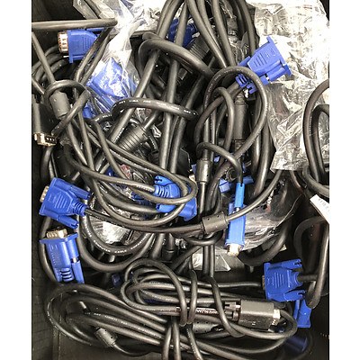 Bulk Lot of Assorted Power & Video Cables - Lot of Approximately 140