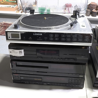 Two CD Players: Kenwood, Luxman, Loewe VHS Player and Lenox Record Player