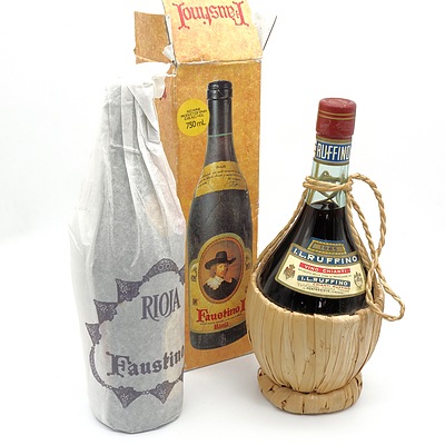 Vintage Faustino Spanish Red Wine and Ruffino Chianti in Decorative Bottle (2)