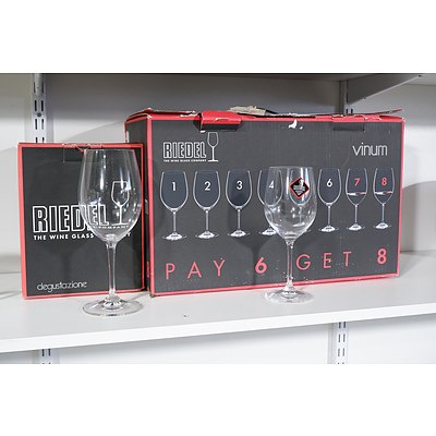 Riedel Crystal , 8 Chardonnay and 4 Red Wine Goblets - Boxed