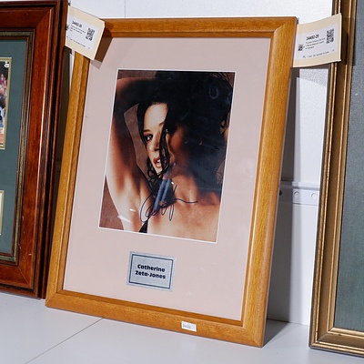 Framed Catherine Zeta Jones Memorabilia with Facsimile Signature