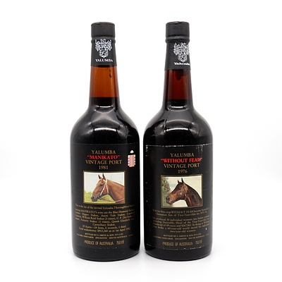Yalumba Racing Series Port - Without Fear 1976 and Manikato 1981 - Lot of Two Bottles (2)