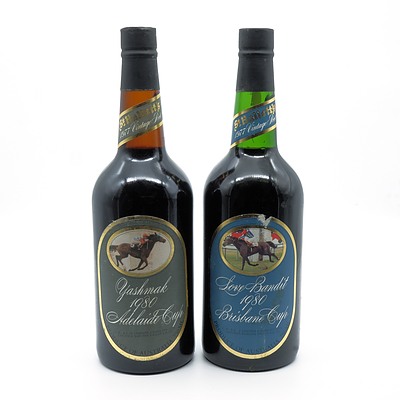 St Halletts Racing Series Port - Yashmak 1980 Adelaide Cup and Love Bandit 1980 Brisbane Cup - Lot of Two Bottles (2)