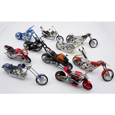 Ten Various Small Scale Model Motorbikes