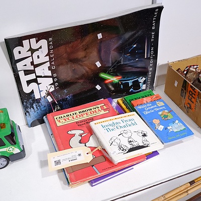 Assorted Vintage Cartoon Books and a 1998 Star Wars Calendar