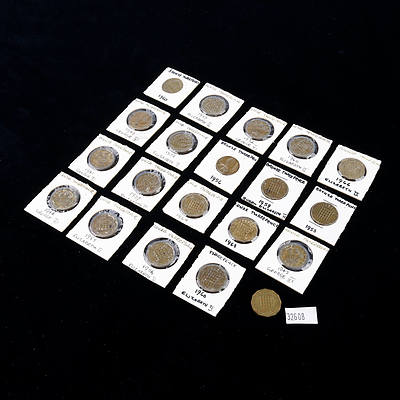 Twenty George V and Elizabeth II Bronze Three Pence, Various Dates 1941-1966