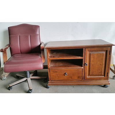 Rustic Chair and Entertainment Unit