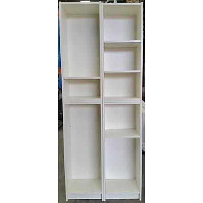 White Laminate Bookshelves - Lot of Two