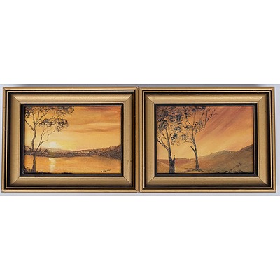 Two Edna Carter Works, 'Stormy Evening' and 'Moonrise', Oil on Canvas