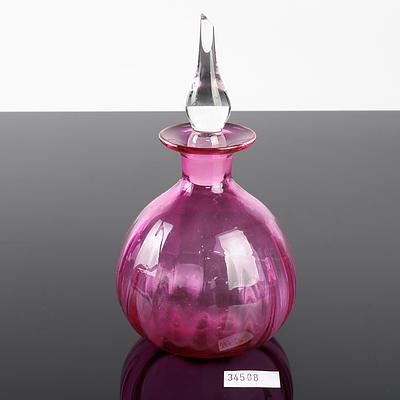 Australian Studio Glass Pink Perfume Bottle - Signed by Richard Morrell