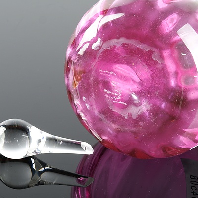 Australian Studio Glass Pink Perfume Bottle - Signed by Richard Morrell