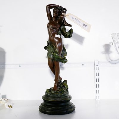 Art Nouveau Style Resin Naked Lady Statuette